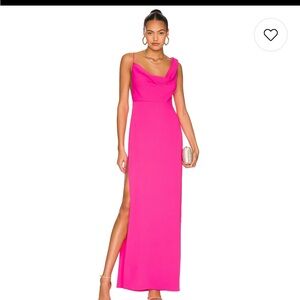 Amanda Uprichard Arial Hot Pink Revolve One Shoulder Backless Gown - size XS